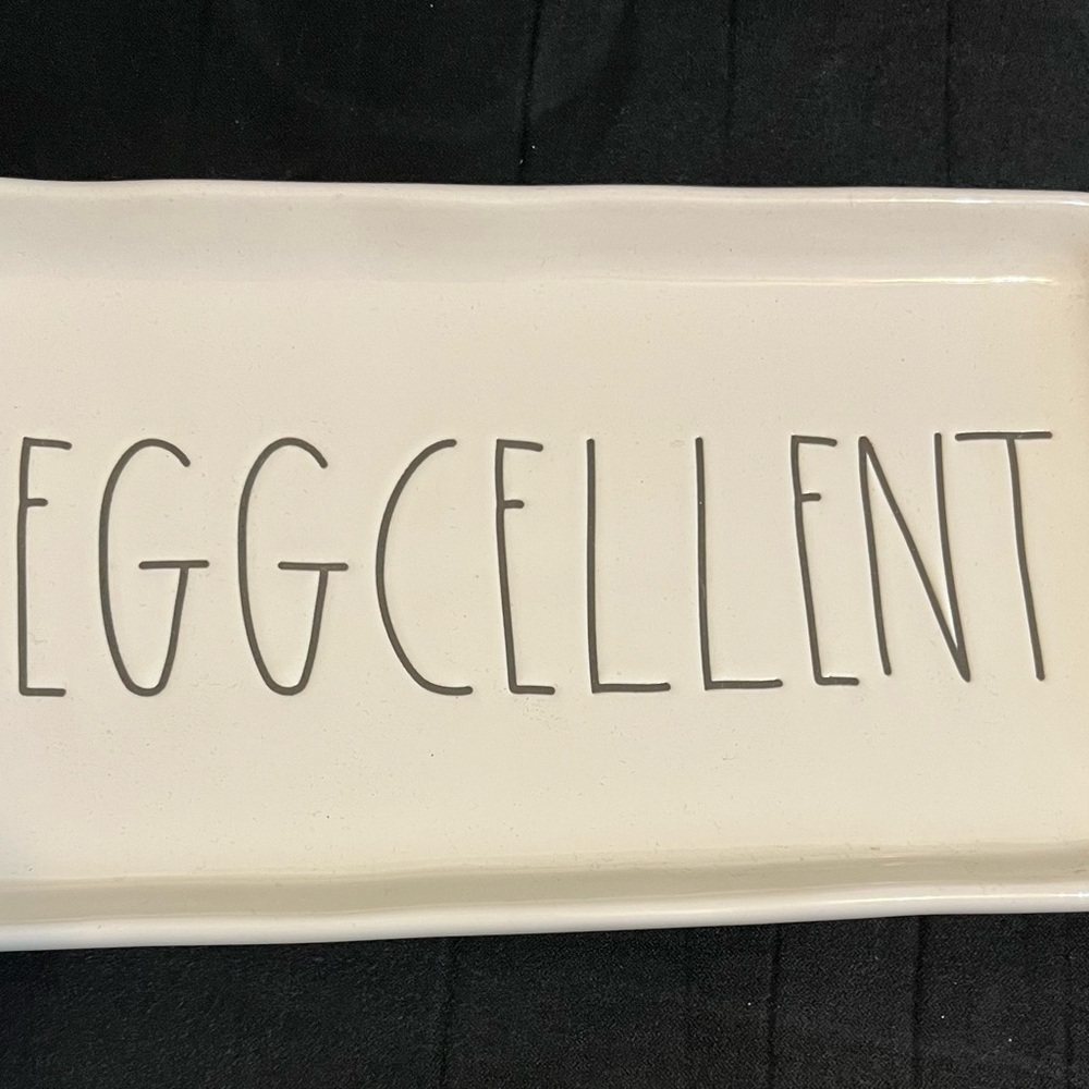 Rae Dunn “Eggcellent” Rectangular Tray Easter Spring Egg Farmhouse